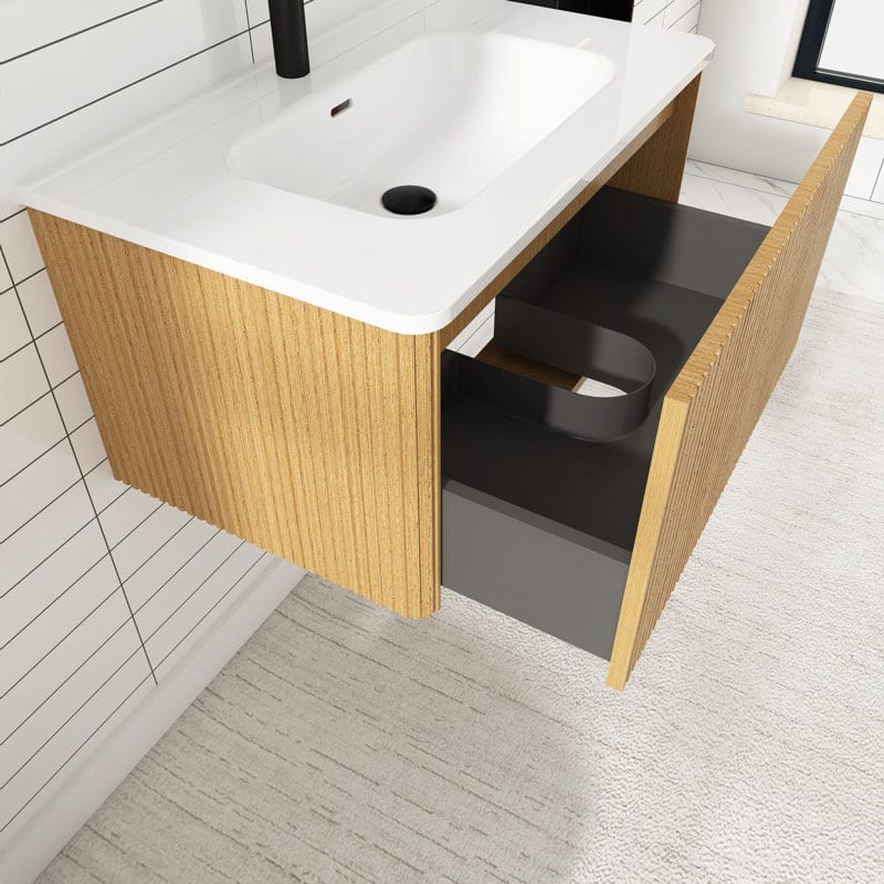 30 inch Wall-Mounted Bathroom Vanity Set with Integrated Ceramic Sink - 30" x 18"