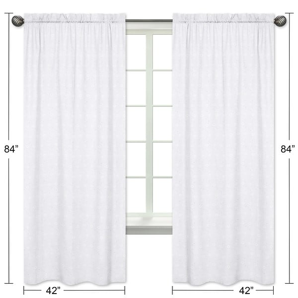 Sweet Jojo Designs White 84-inch Window Treatment Curtain Panel Pair for White Eyelet Collection - 42 x 84