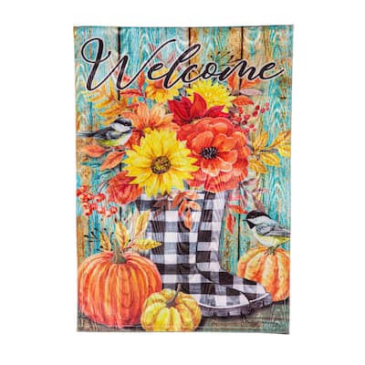 Fall Welcome Boots Moire Garden Flag