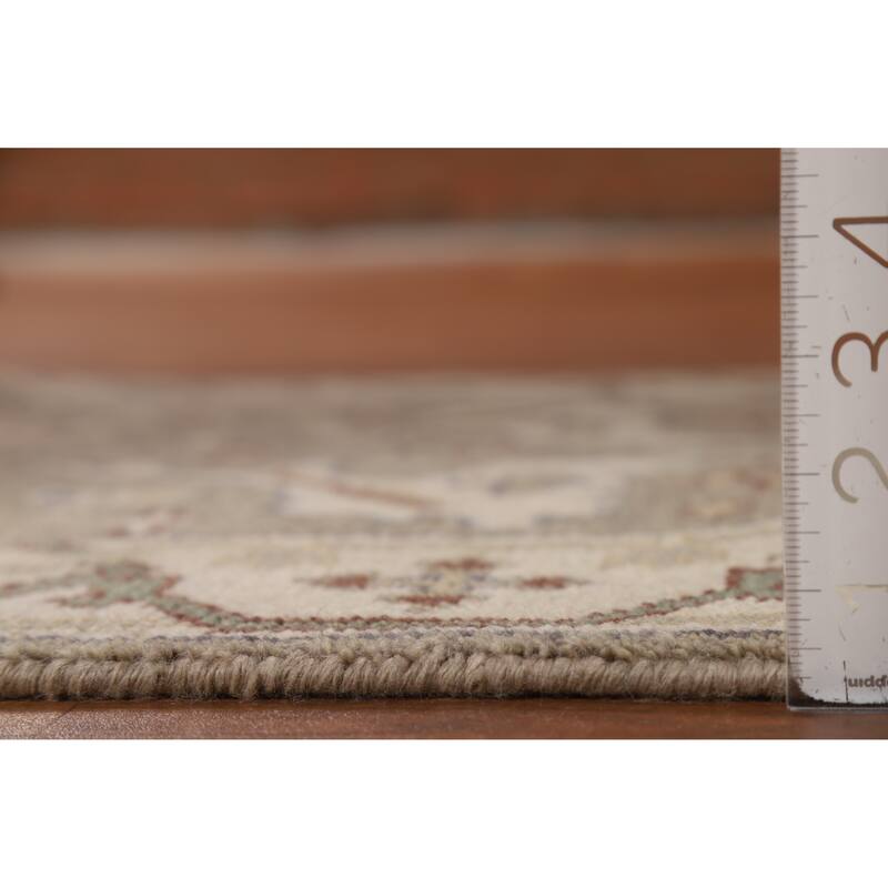 Hand Knotted Oriental 100% Wool Carpet Transitional All-Over Greys & Charcoal Oushak Runner Rug - 11' 9'' X 2' 8''