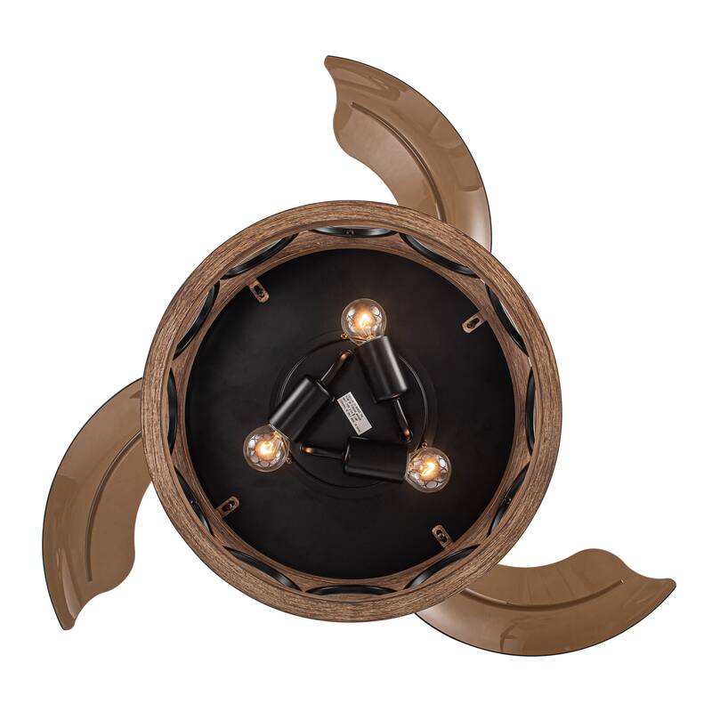 36" Metal Retractable 3Blade Ceiling Fan Chandelier with Wall Switch