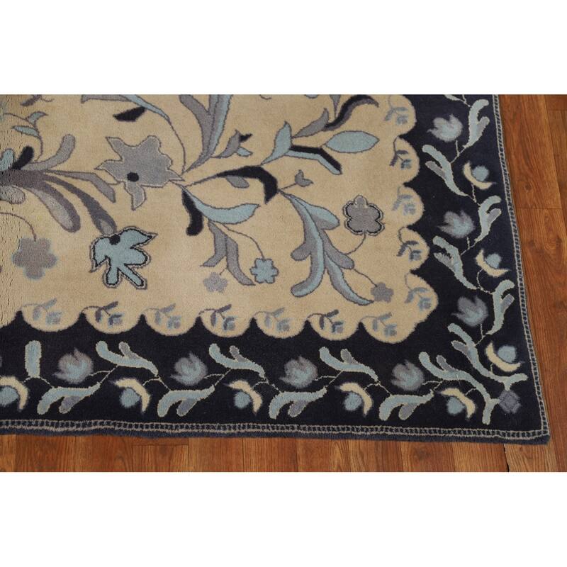 Floral Medallion Art Deco Chinese Area Rug Handmade Wool Carpet - 6'0"x 8'10"