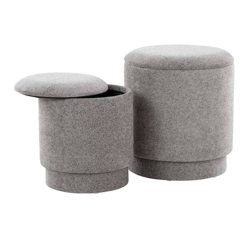 Marla Upholstered Contemporary Ottoman Set in Fabric by LumiSource - Grey