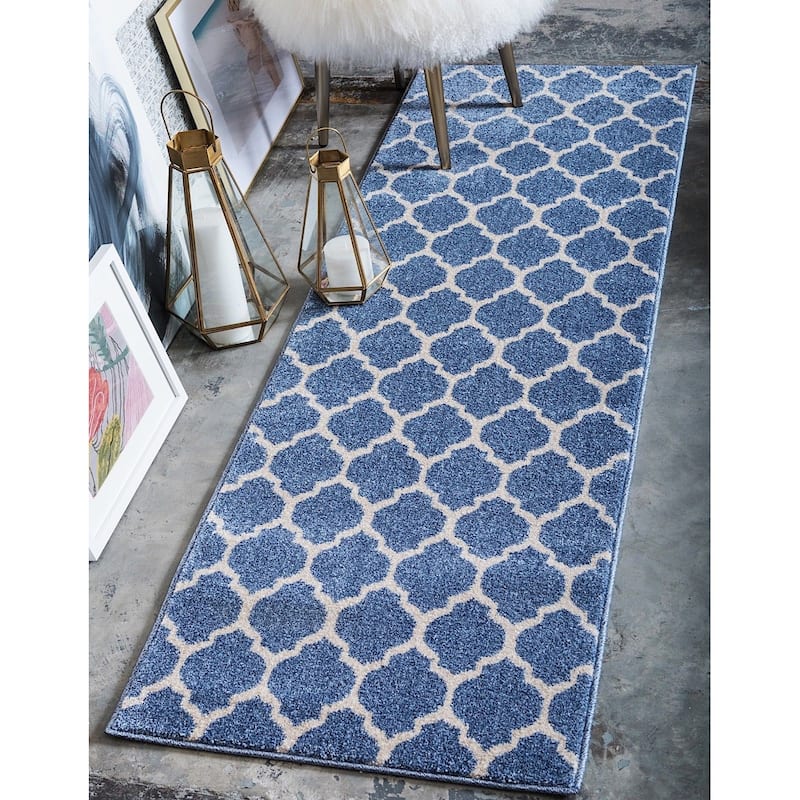 Contemporary Akiva Collection Area Rug - 2'x6' - Light Blue