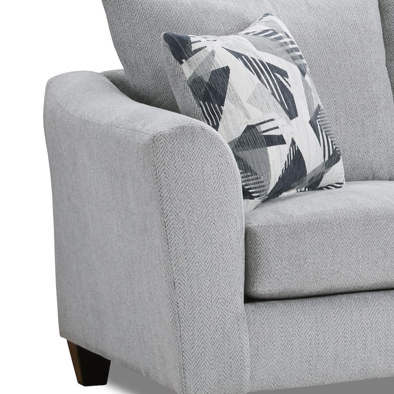 Roundhill Furniture Duleek 2-Piece Living Room Set, Sofa and Loveseat, Herringbone Silver