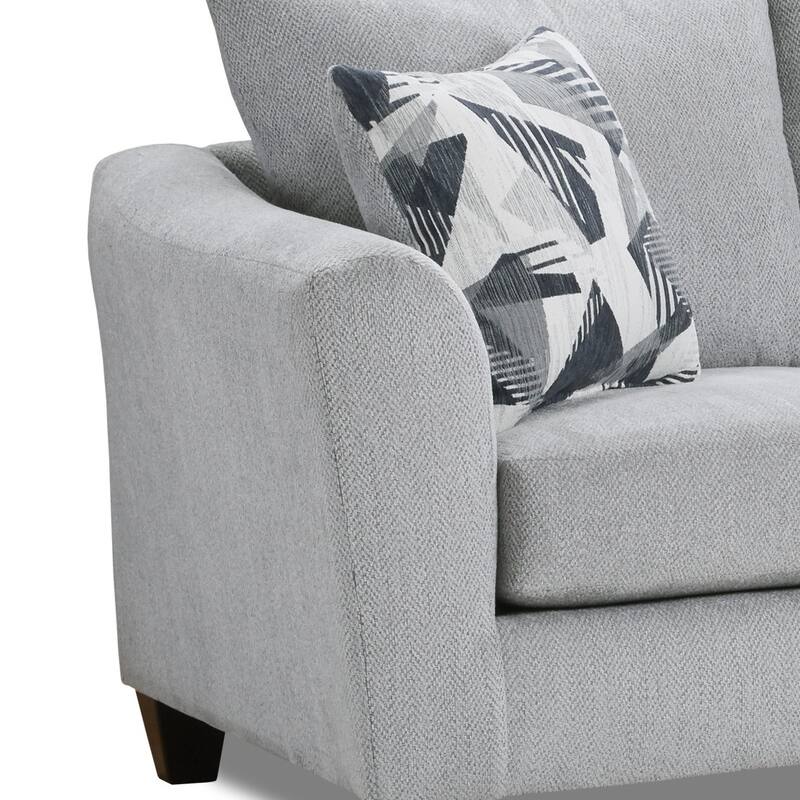 Roundhill Furniture Duleek 3-Piece Living Room Set, Herringbone Silver