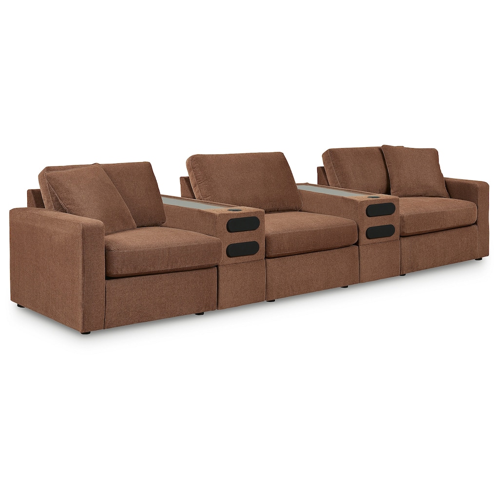 Signature Design by Ashley Modmax Orange 5-Piece Sectional with Audio Consoles - 142"W x 32"D x 36"H