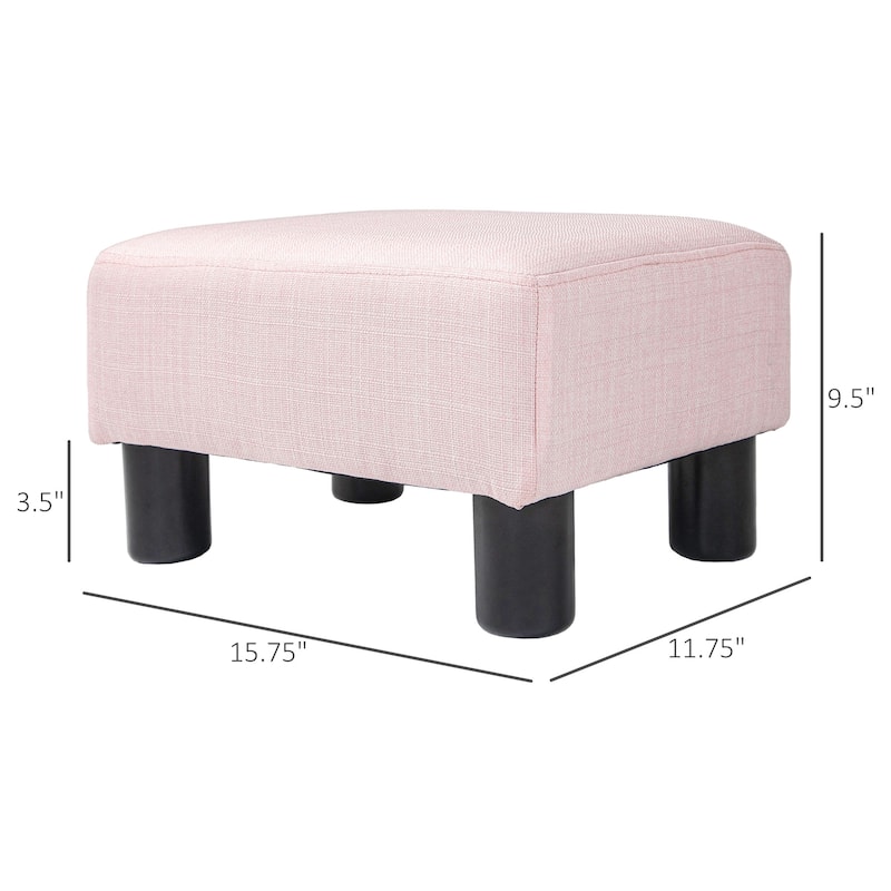 16" Cube Modern Linen Footrest Ottoman