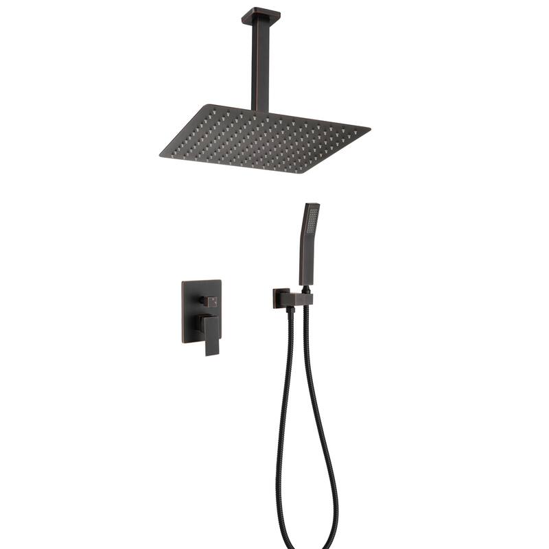 Shower Faucets Sets Complete Shower System 12 Inches Rain Shower Head with Handheld Shower Valve