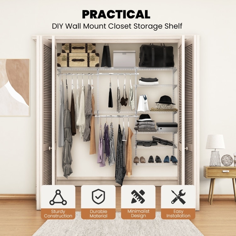  Homde Closet Organizer System Wall Mounted, 4-8 Ft