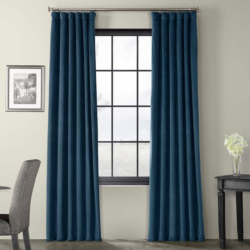 Exclusive Fabrics Signature Velvet Blackout Curtains (1 Panel) - Luxurious Single Drapery for Enhanced Light Blockage - 50 x 120 - Twilight Blue
