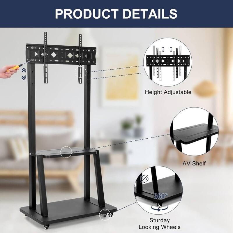 Rolling TV Stand with Wheels