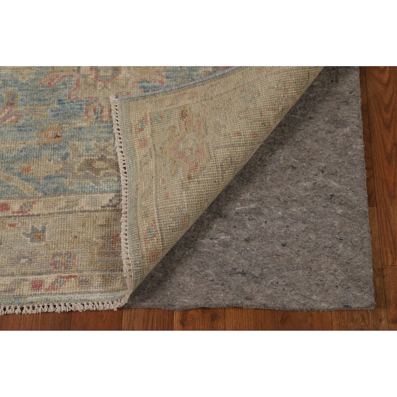 Hand Knotted Oriental 100% Wool Carpet Transitional All-Over Navy Blue & Blues Oushak Runner Rug - 11' 2'' X 2' 11''