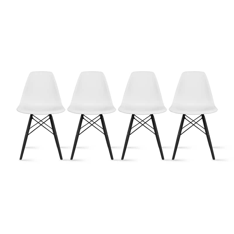Molded Dining Side Chairs For Kitchen Eiffel Metal Legs Design Bedroom Waiting Room (Set of 4) - White