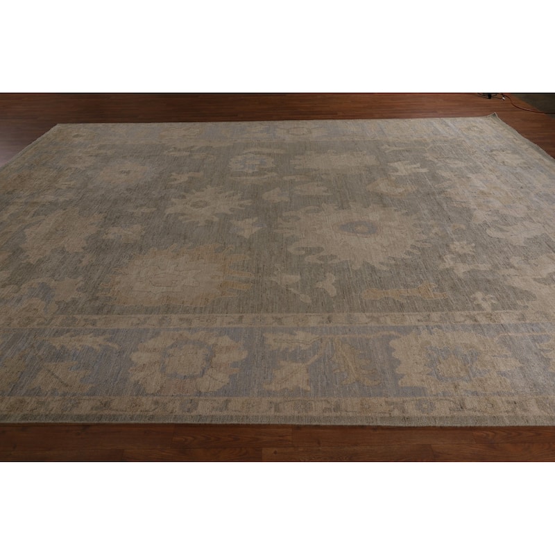 Grey Vegetable Dye Oushak Turkish Large Area Rug Handmade Wool Carpet - 9'11"x 13'10"