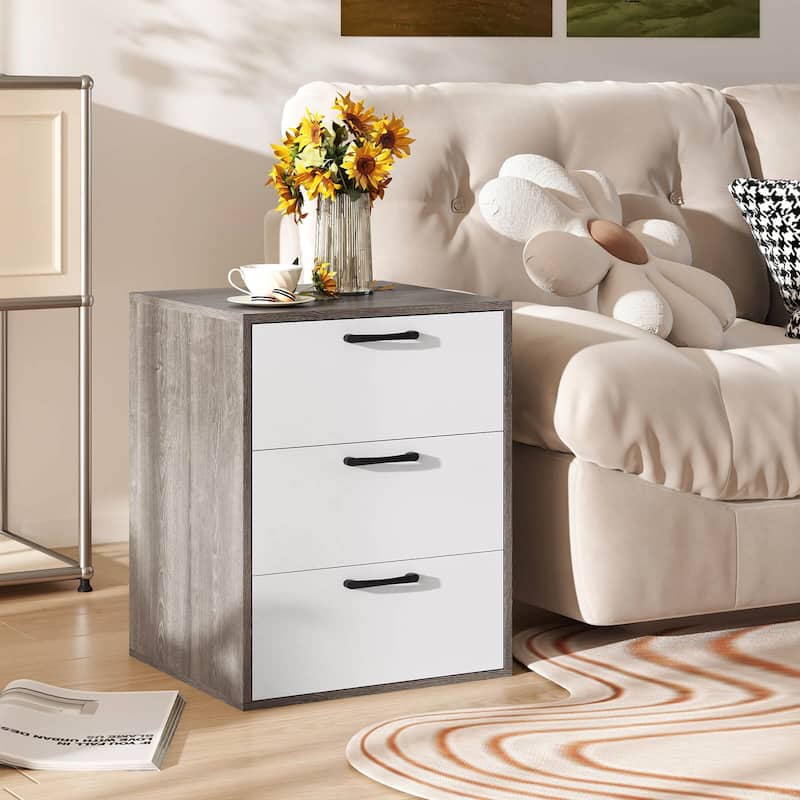 Costway 1/2 PCS 3 Drawer Dresser Chest of Drawer Storage Cabinet with