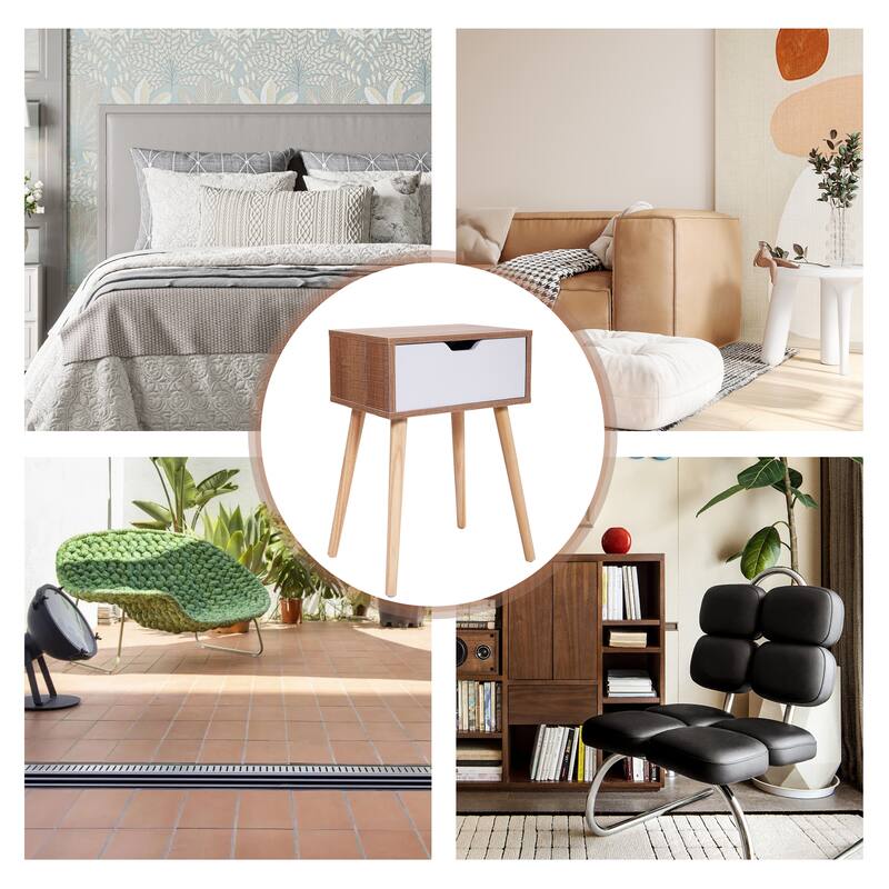 Set of 2 Nightstand with Drawer