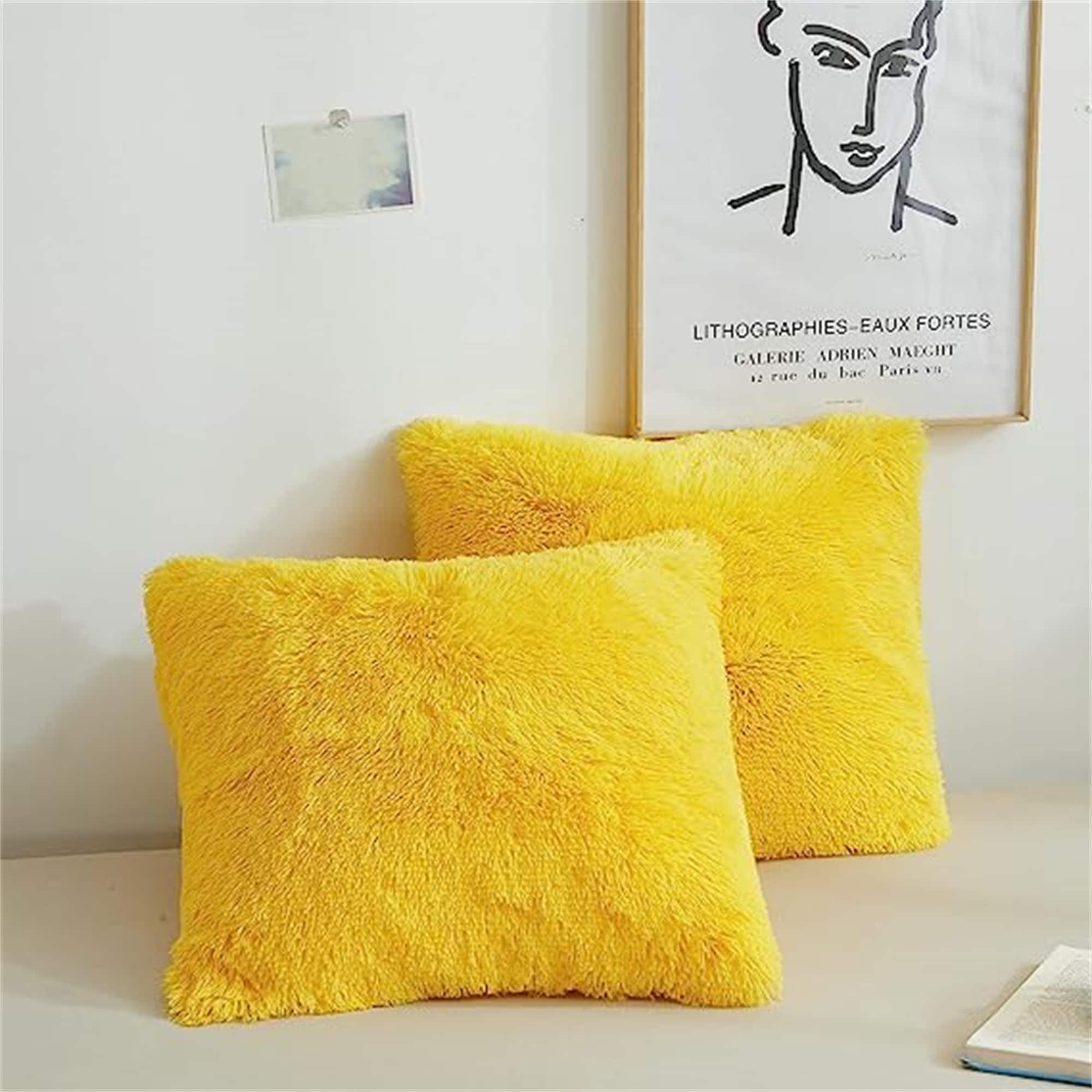 Yellow fluffy pillows sale