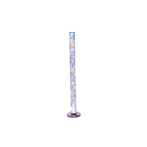 49 Exposed Rope LED Minari Clear Column Floor Lamp Orren Ellis Base Finish Silver