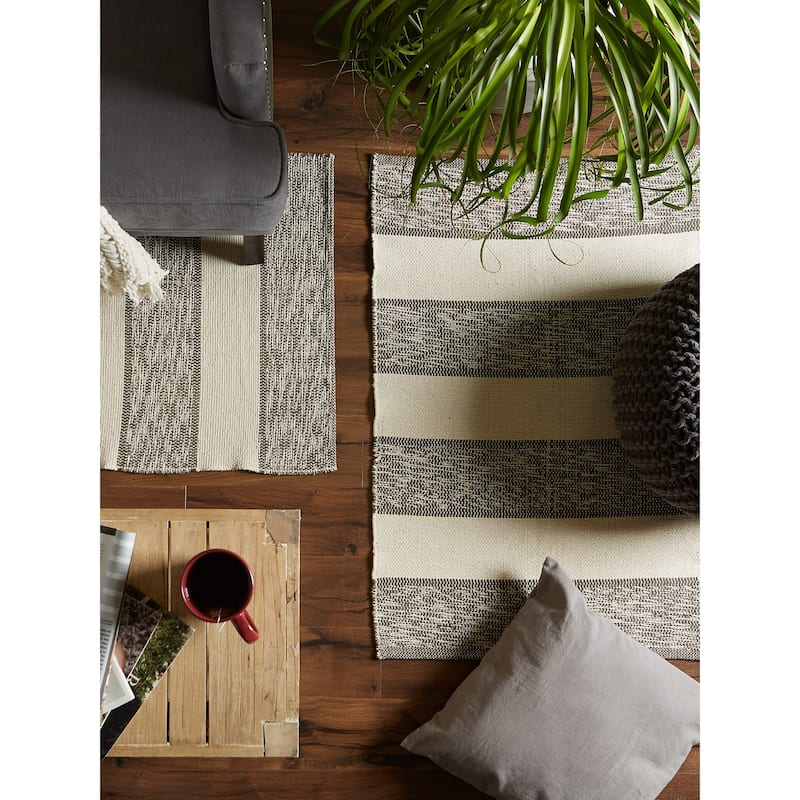 DII French Blue Variegated Plaid Recycled Yarn Rug (Set of 2) - Big