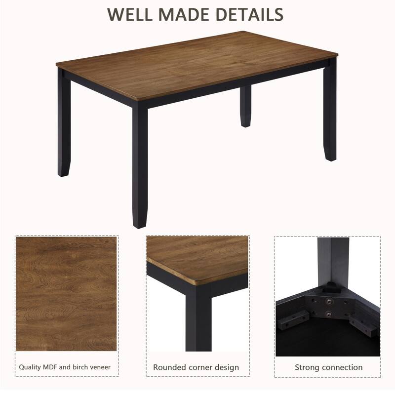 Modern 6-piece Wooden Dining Table Set with Bench and 4 Chairs