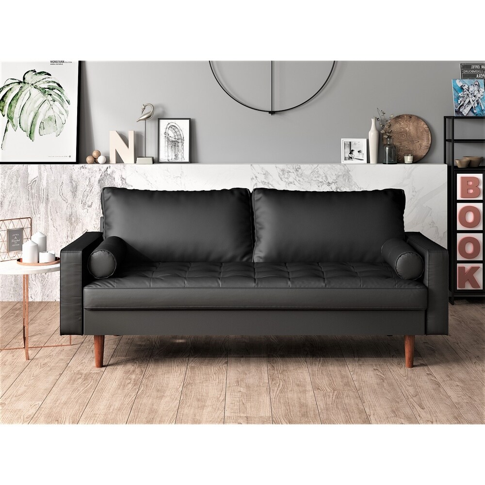 US PRIDE FURNITURE Tufted Cushion Back 69.3 Wide Sofa-Black