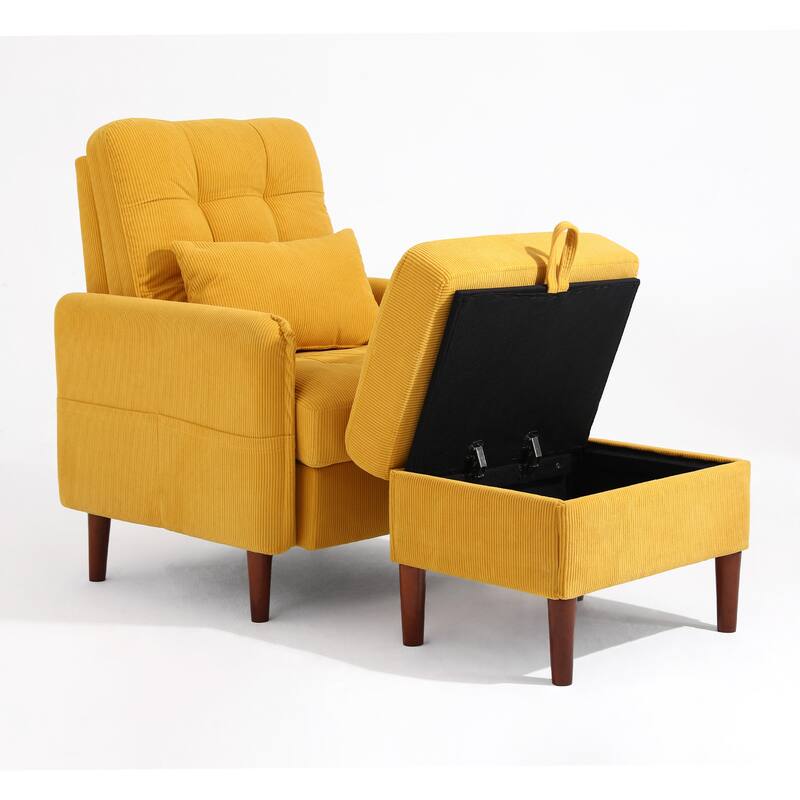 Adjustable Backrest Lounge Accent Chair Set with Storage Ottoman