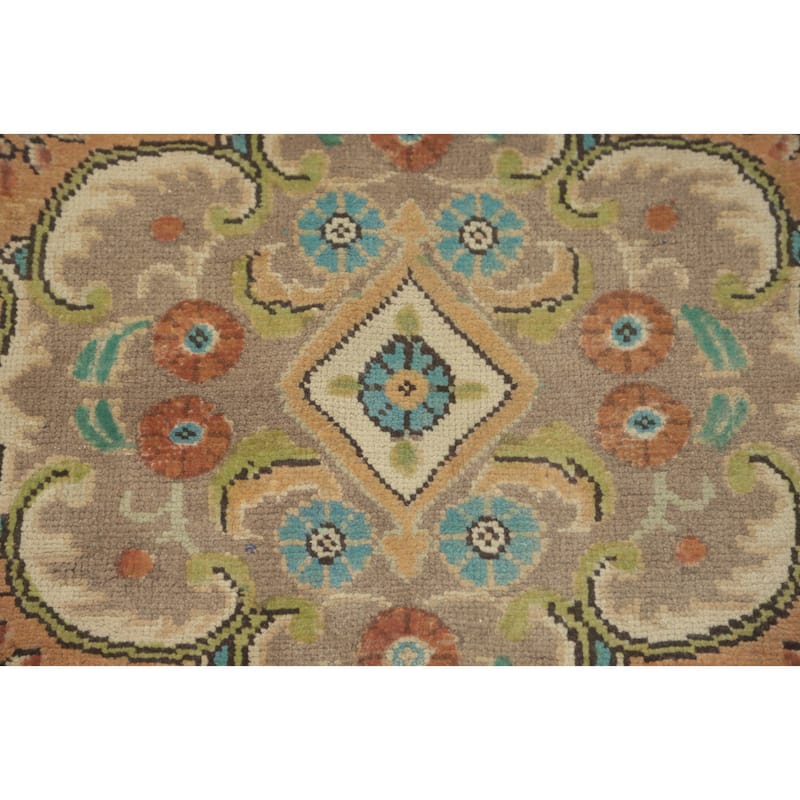 Hand Knotted Oriental 100% Wool Carpet Traditional Floral Oranges & Rust Tabriz Area Rug - 9' 4'' X 6' 9''