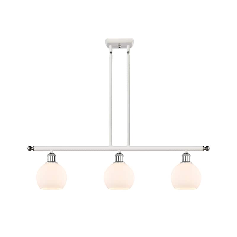 Innovations Lighting Athens 3 Light 36" Island Light - 6" Shade - Matte White/White and Polished Chrome
