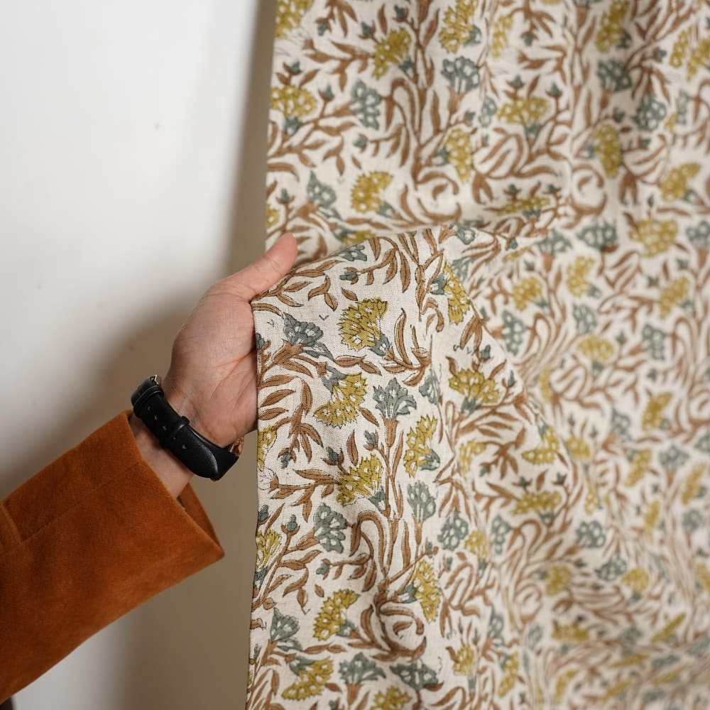 Fabdivine Handmade Block Print Viscose Linen Gift Home Decorative Accent Vintage Curtain or Drape