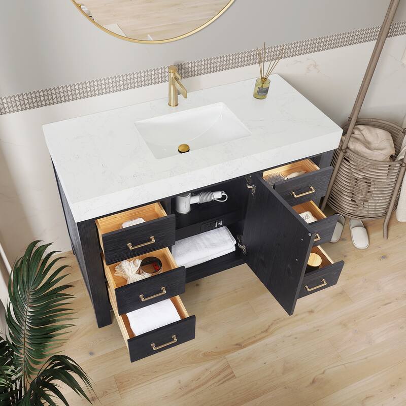 Leon 48 in. Single Bathroom Vanity with Composite Stone Top