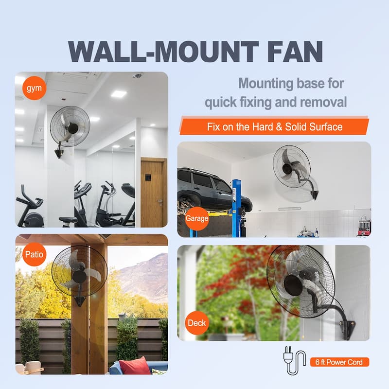 Wall Mount Fan, 18 Inch 3-speed High Velocity Max, 4000 CFM Oscillating Industrial Wall Fan, Commercial for Warehouse