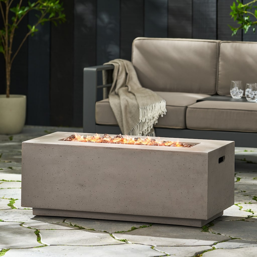 Outdoor 40,000 BTU Rectangular MgO Concrete Propane Fire Pit