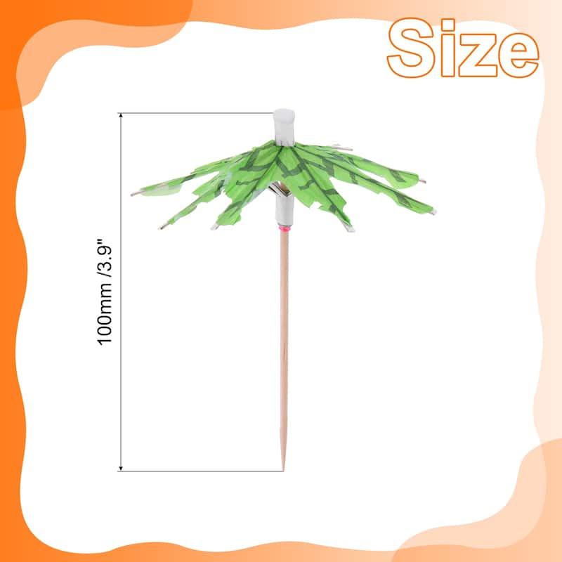 Drink Umbrellas Bamboo Cocktail Toothpicks Palm Tree Leaves Picks 150Pcs - Green - 3.9" - Green - 3.9"