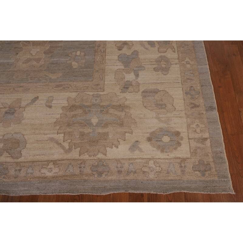 Gray Oushak Vegetable Dye Large Area Rug Handmade Wool Carpet - 10'4" x 13'10"