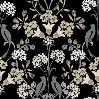 NuWallpaper Black and Neutral Meadow Song Peel and Stick Wallpaper ...