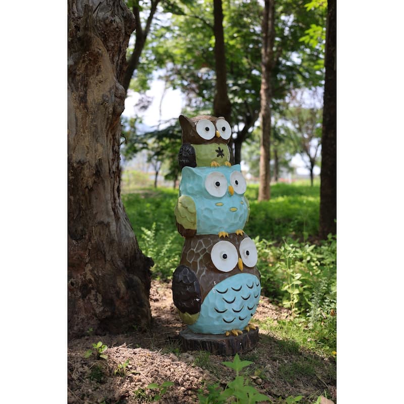 Stacked Owls Outdoor Garden Statue - 30.25"