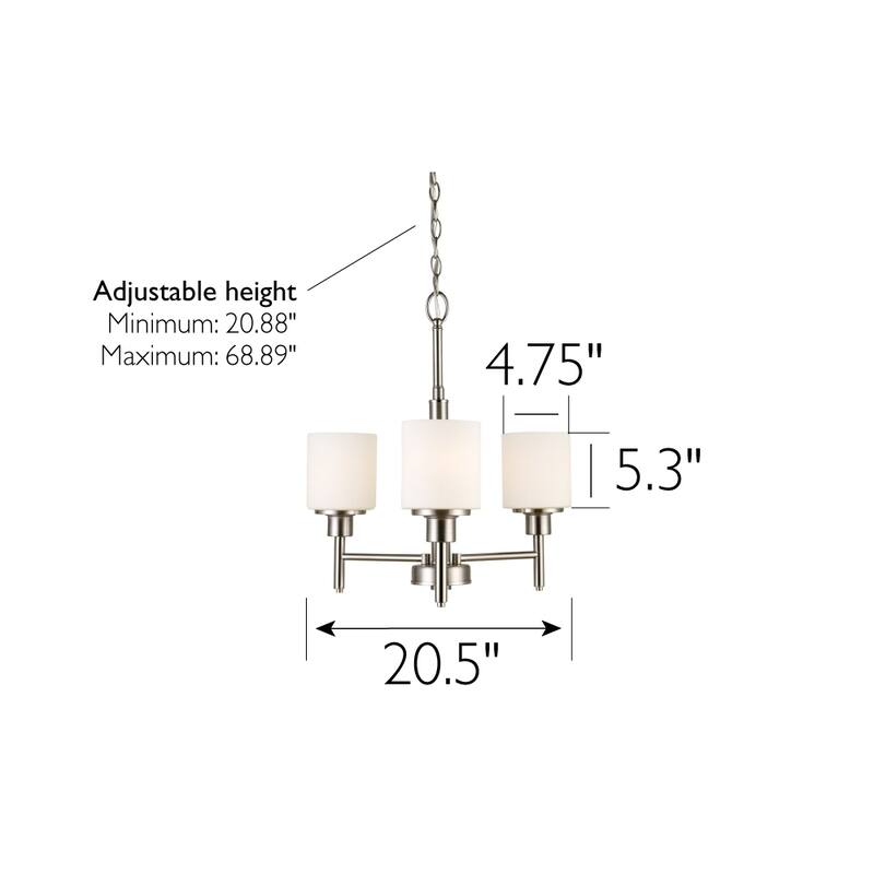 Aubrey Satin Nickel Dimmable 3-Light Chandelier