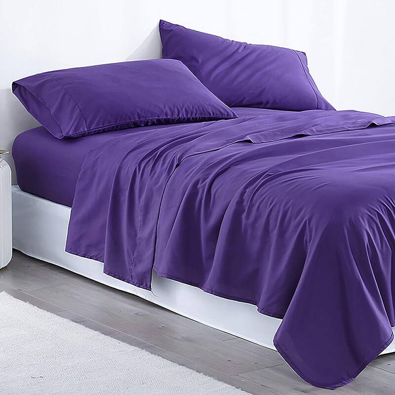 Supersoft Microfiber Bed Sheet Set - Purple - Twin XL