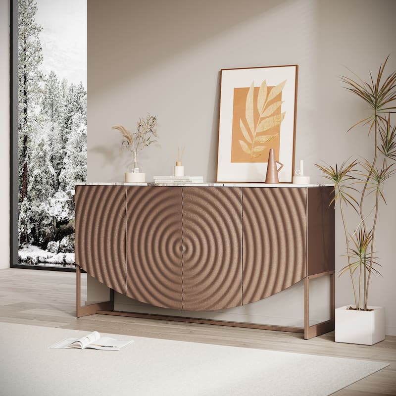 Unique 3 D wave texture sideboard