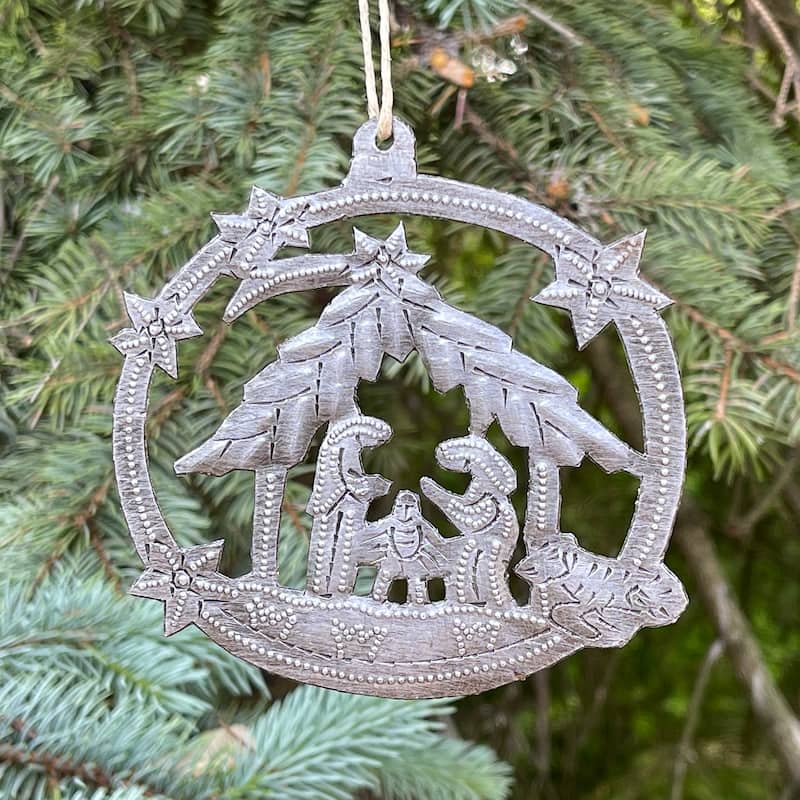 Christmas Eve Haitian Steel Drum Ornament Set of 2 - N/A