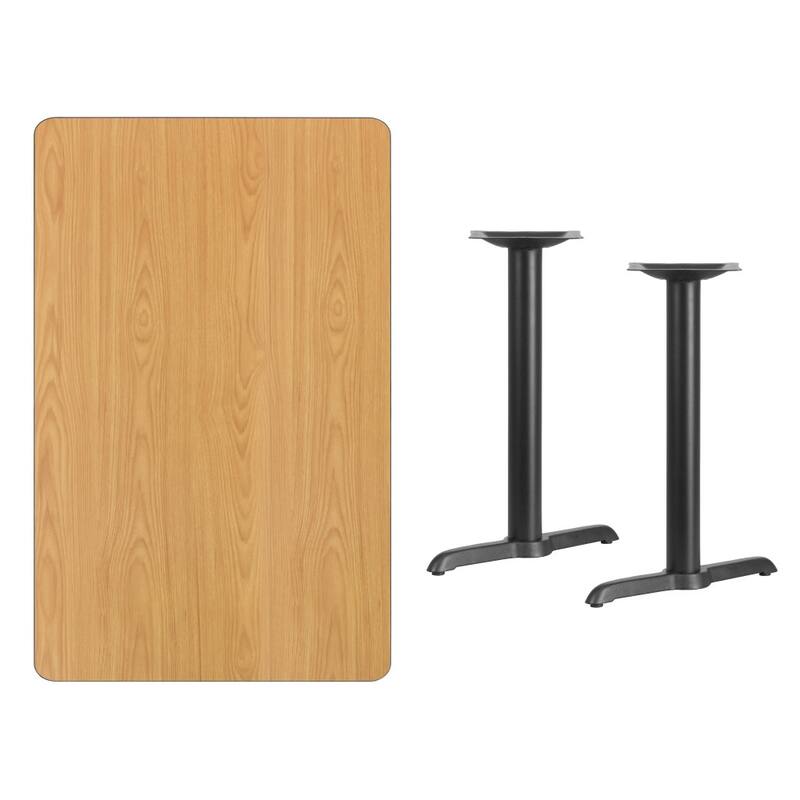 30'' x 48'' Rectangular Laminate Table Top with 5'' x 22'' Table Height Bases - 30"W x 48"D x 31.125"H - 30"W x 48"D x 31.125"H