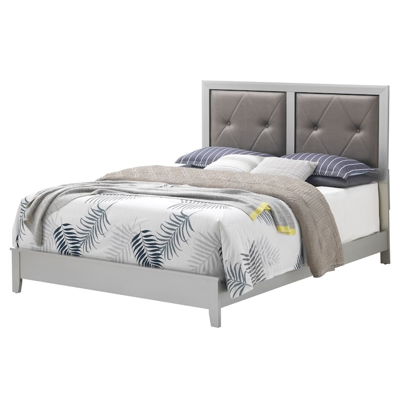 Primo Faux Leather Bed - Silver Champagne - King
