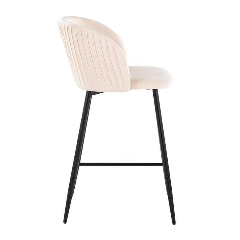 Silver Orchid Pleated Fixed-Height Counter Stool - Set of 2