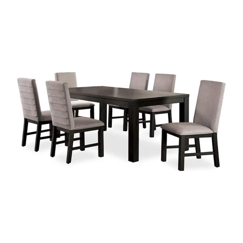 Renu 7pc Dining Table and Chair Set, 72 Inch Top, Gray Linen, Black