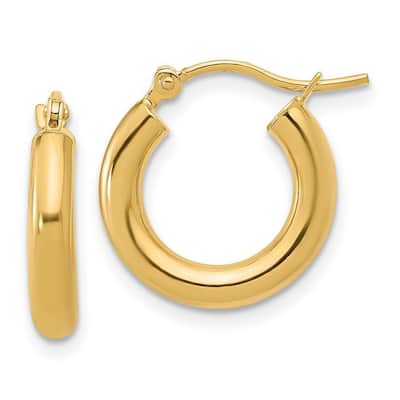 Curata 14k Yellow Gold Polished Hinged Post Hoop Earrings - 17x16mm