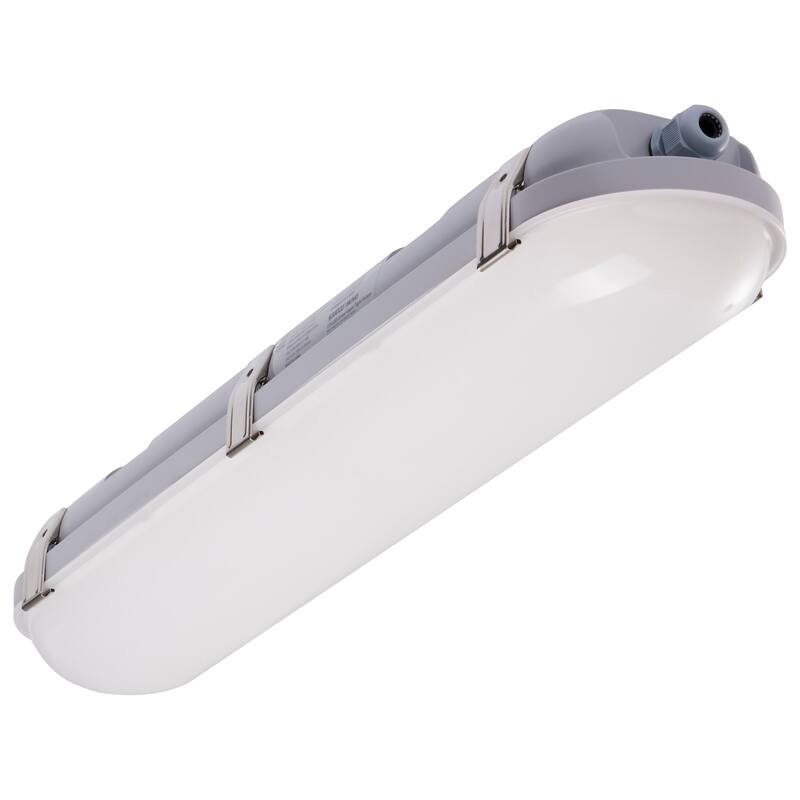2Ft 20W Vapor Proof Fixture with Integ Microwave Sensor CCT Selectable IP65 and IK08 120V-347V - Gray - Gray