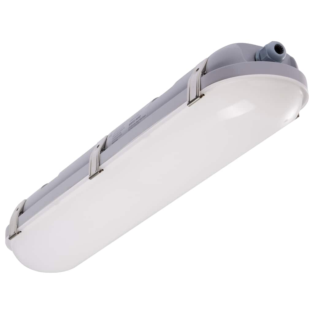 2Ft 20W Vapor Proof Fixture with Integ Microwave Sensor CCT Selectable IP65 and IK08 120V-347V - Gray