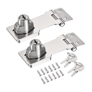2 Pack Keyed Alike Hasp Locks - 90 Degree Chrome Plated Cabinet Locks For Doors & Drawers