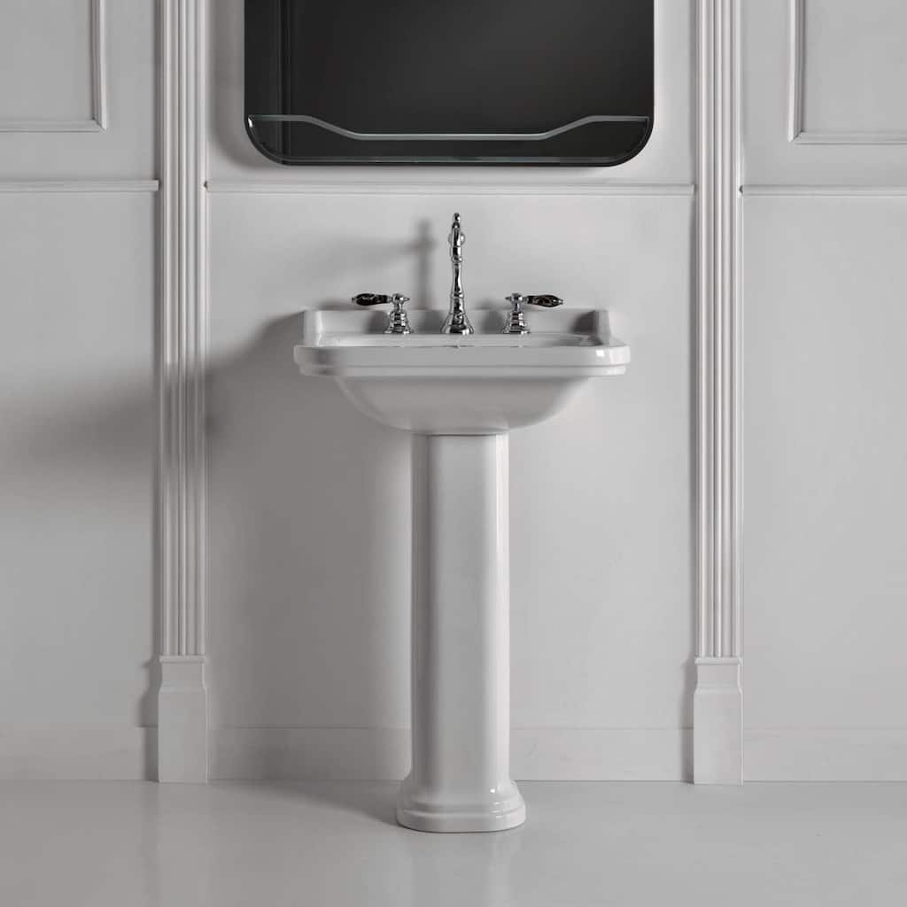 WS Bath Collections Waldorf Ceramic White 31-1/2" Pedestal Bathroom